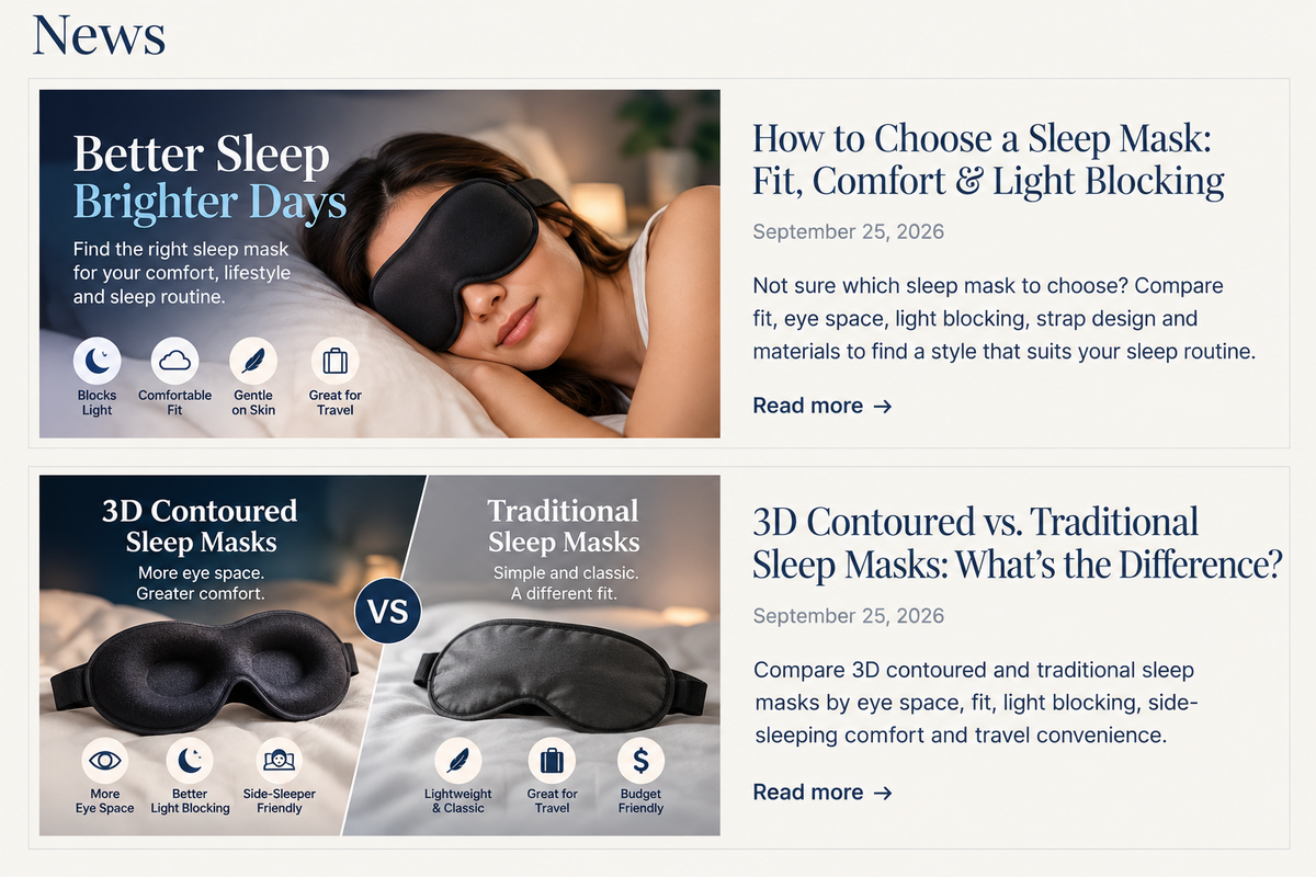 Nocturely sleep mask guide featuring sleep mask fit, comfort and style comparisons