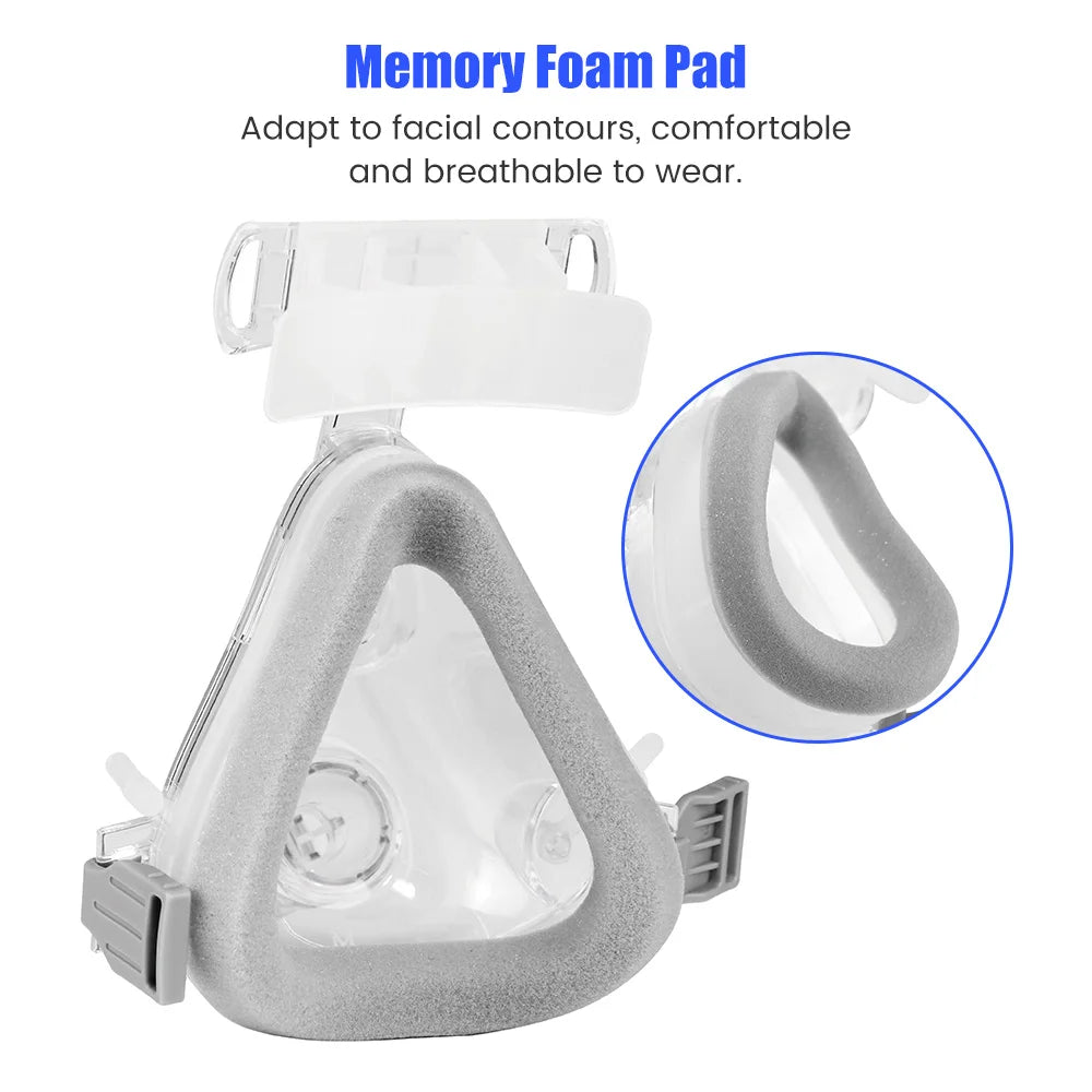CPAP Full Face Mask Auto CPAP BiPAP With Headgear Headband Use for Cushion Travel Sleep Aid Anti Apnea Snoring Medical Air Breat