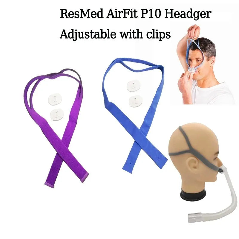 CPAP Headband | AirFit P10 Nasal Pillow Mask | With Adjustment Clips