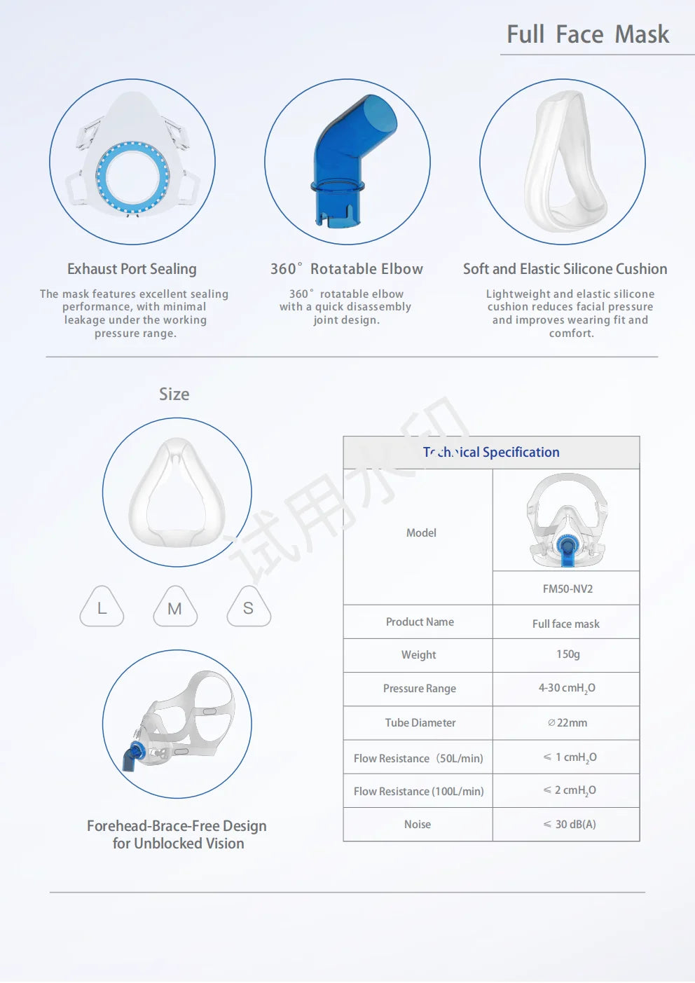FM50-NV Full Face CPAP/BiPAP Mask
