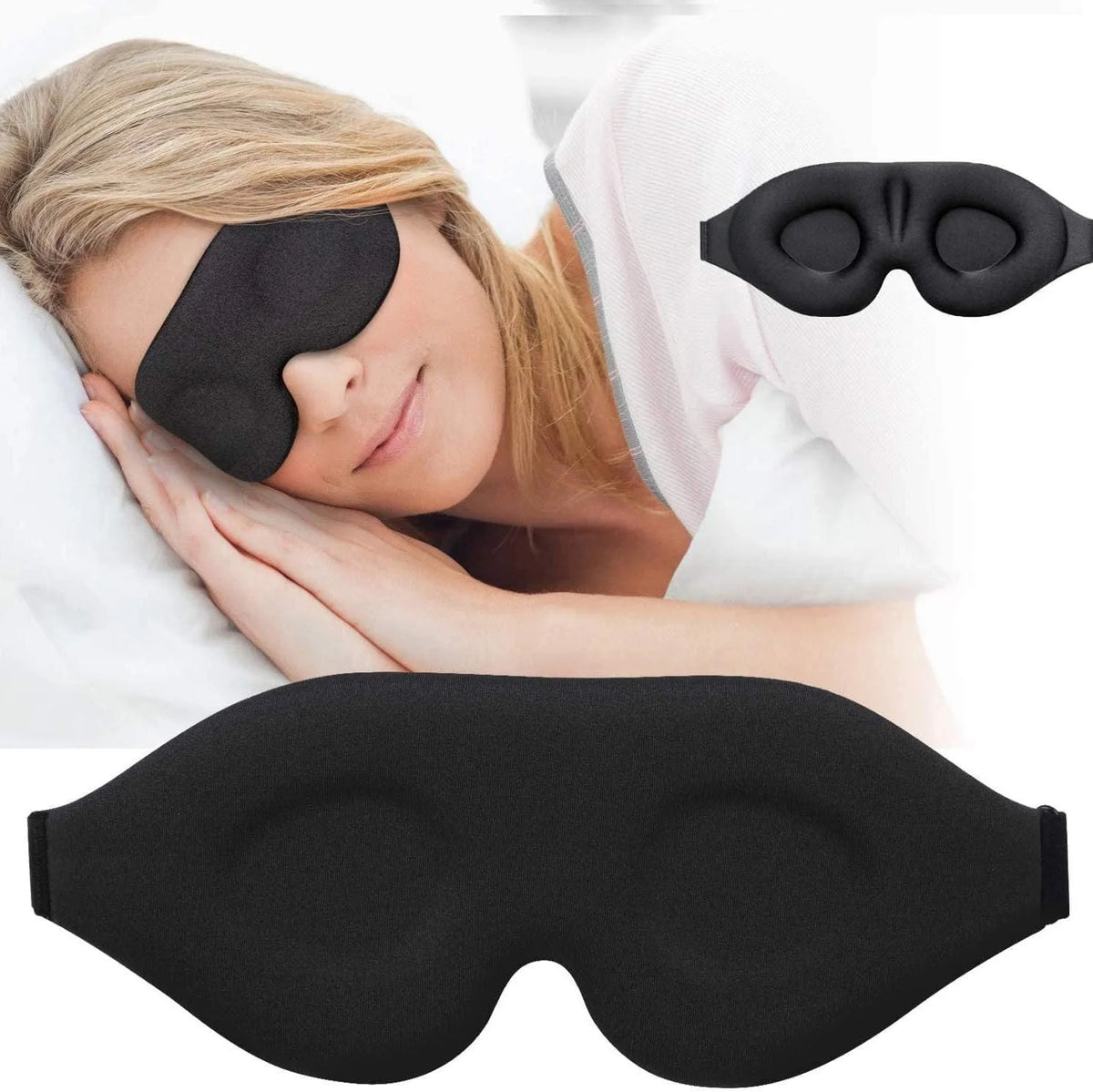 3D Blackout Sleep Mask | Complete Light Blocking | Side Sleeper