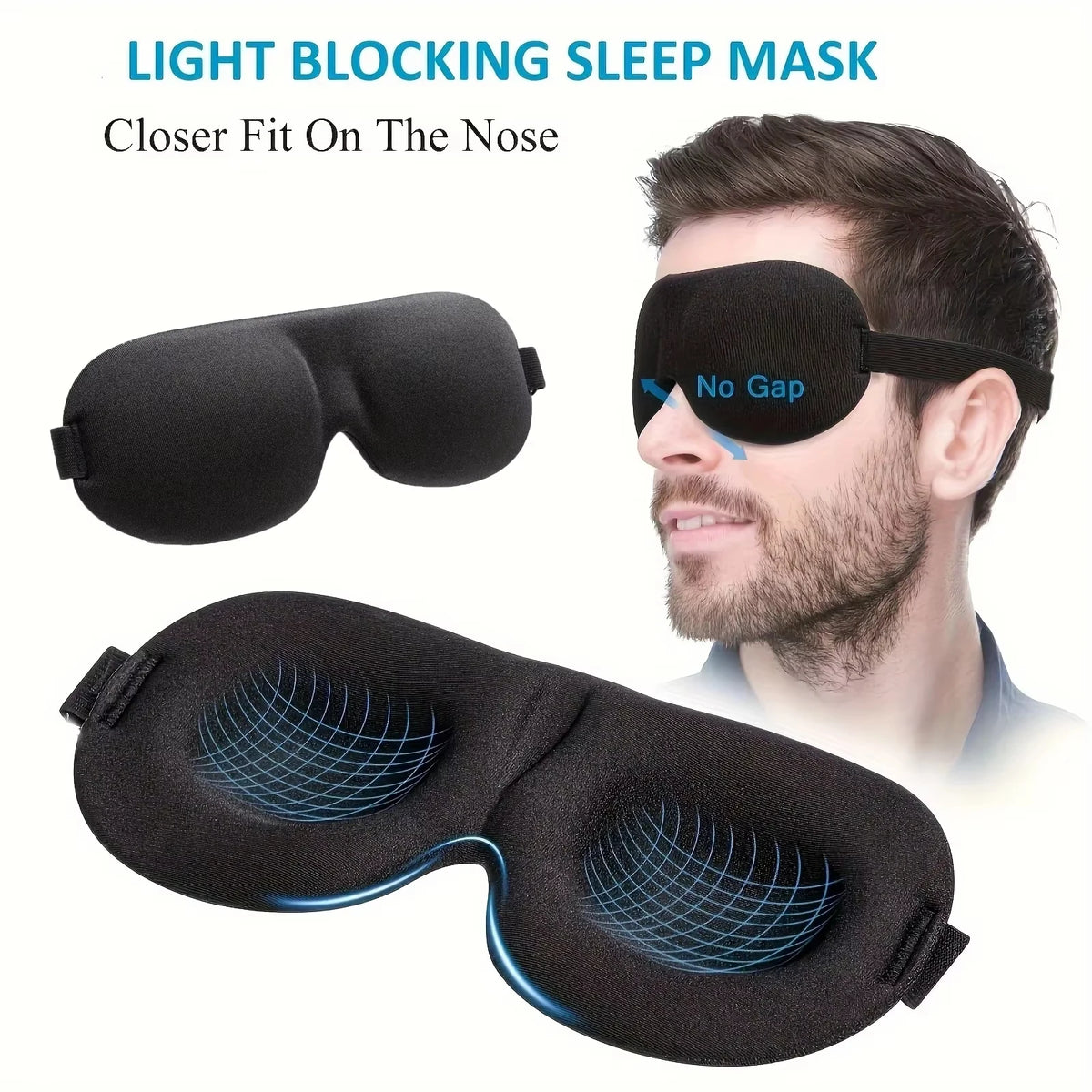 3D Contoured Sleep Mask for Back & Side Sleepers