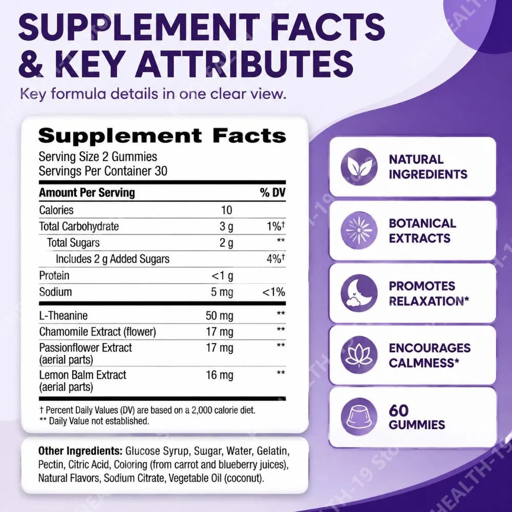 L-Theanine Botanical Sleep Gummies - 60 Count