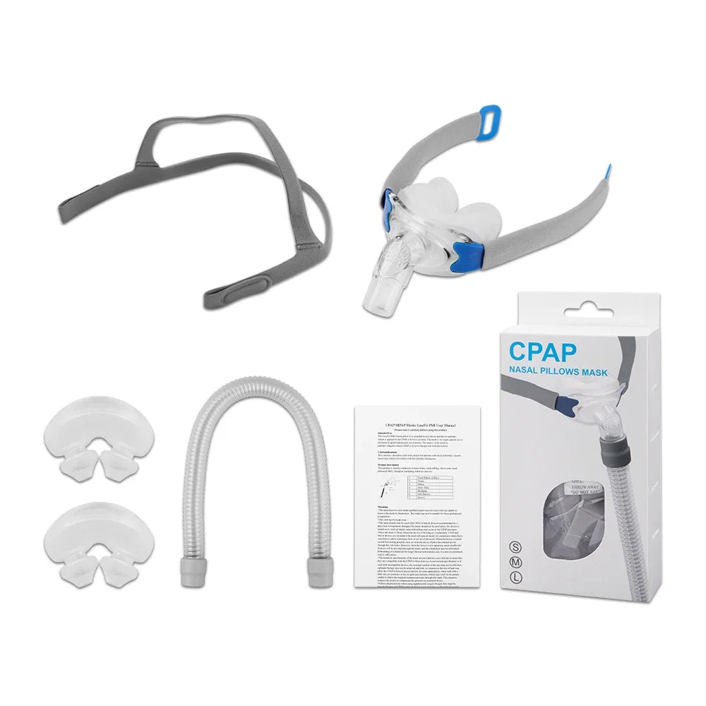 Nasal Pillow CPAP Mask Includes Frame,Headgear & Nasal Pillow Cushions (Small, Medium, Large) Lightweight For Cpap&Bipap Machine
