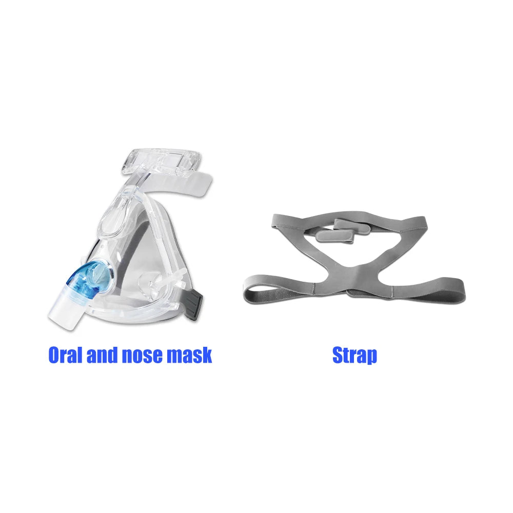CPAP Full Face Mask Auto CPAP BiPAP With Headgear Headband Use for Cushion Travel Sleep Aid Anti Apnea Snoring Medical Air Breat