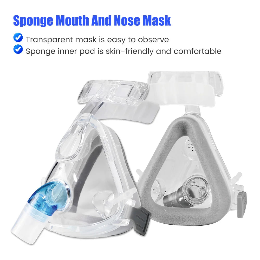 CPAP Full Face Mask Auto CPAP BiPAP With Headgear Headband Use for Cushion Travel Sleep Aid Anti Apnea Snoring Medical Air Breat