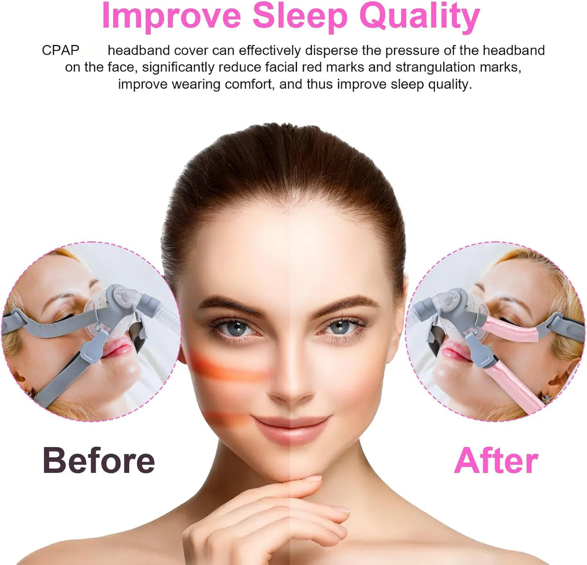 CPAP Headgear Strap Covers | Reusable Mask Pads | Prevents Skin Marks