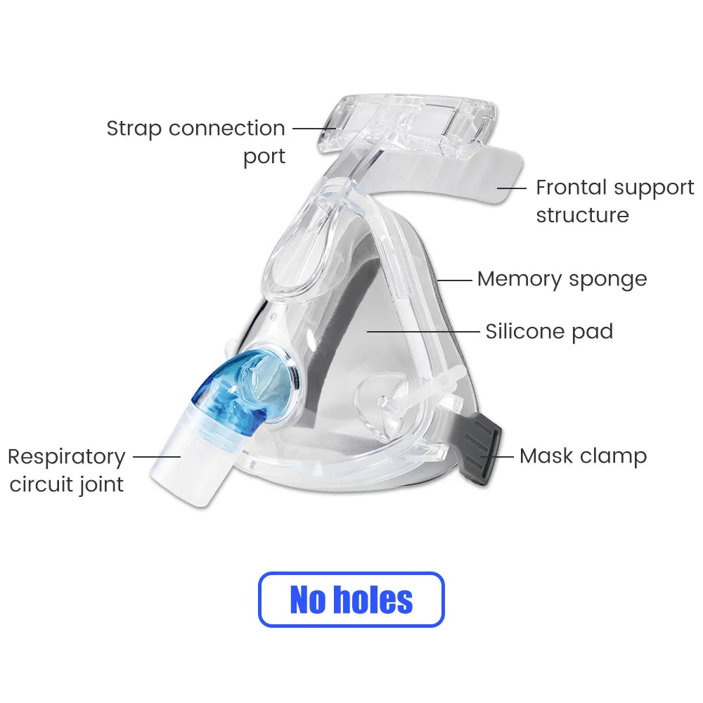 CPAP Full Face Mask Auto CPAP BiPAP With Headgear Headband Use for Cushion Travel Sleep Aid Anti Apnea Snoring Medical Air Breat