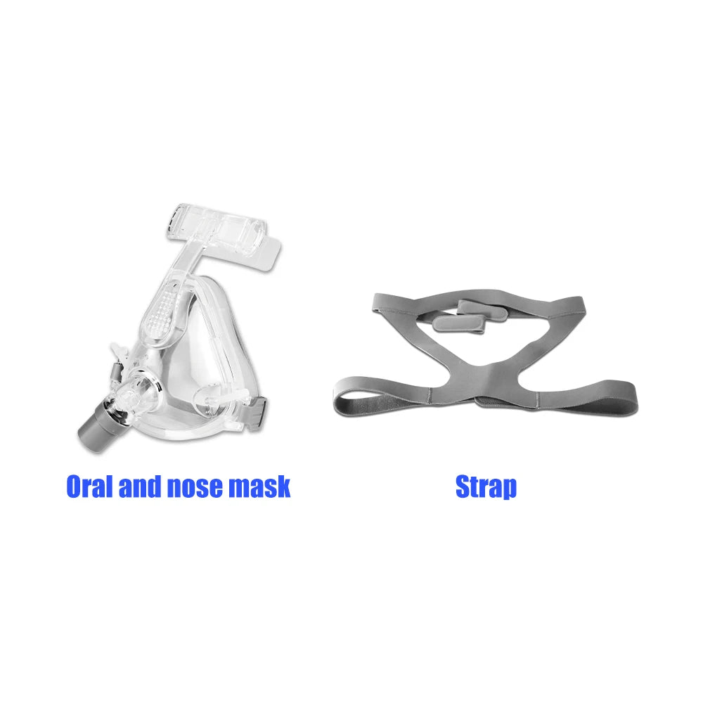 CPAP Full Face Mask Auto CPAP BiPAP With Headgear Headband Use for Cushion Travel Sleep Aid Anti Apnea Snoring Medical Air Breat