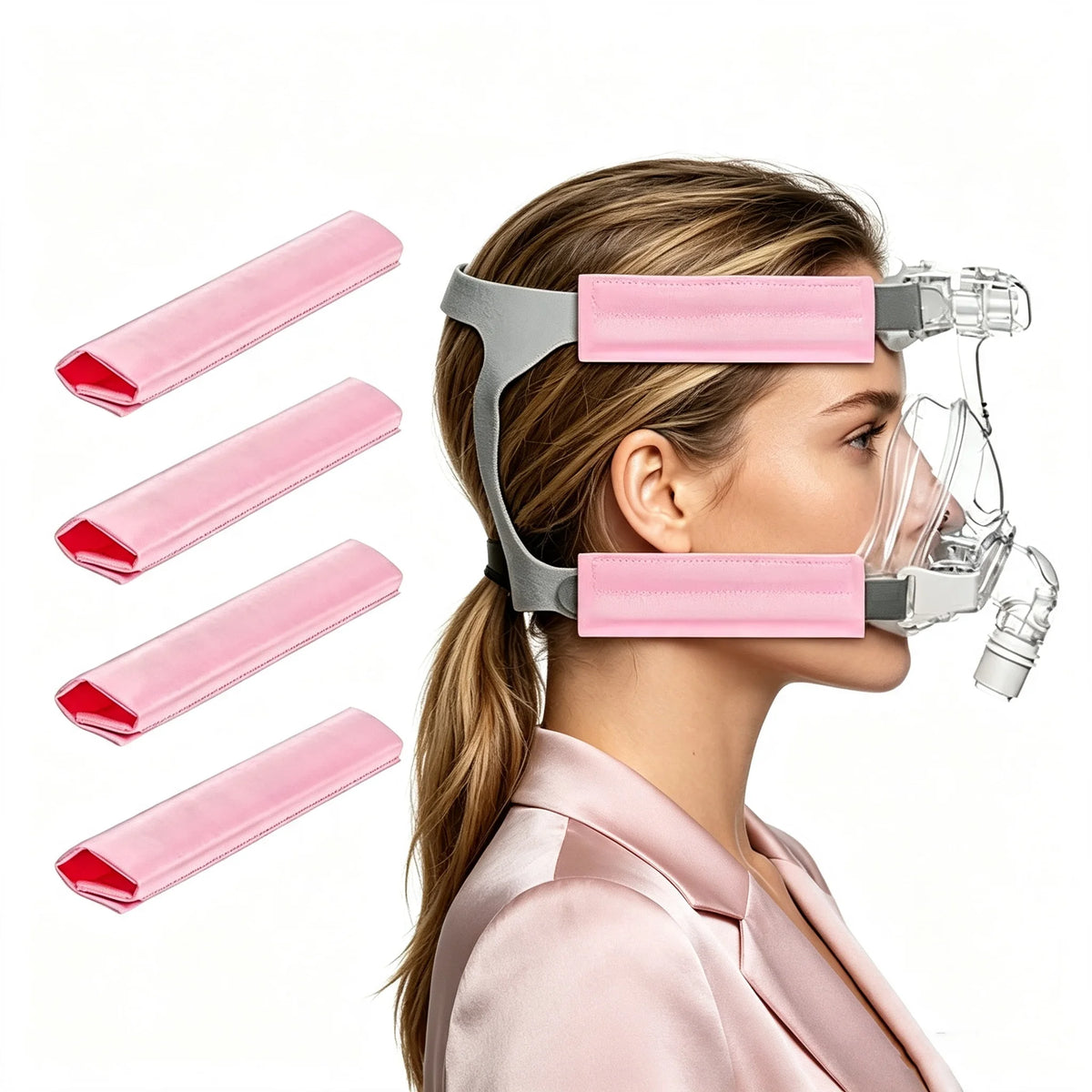 CPAP Headgear Strap Covers Soft Reusable Mask Strap Pads Prevent Skin Marks Comfort Cushion for Full Face Nasal Pillow CPA