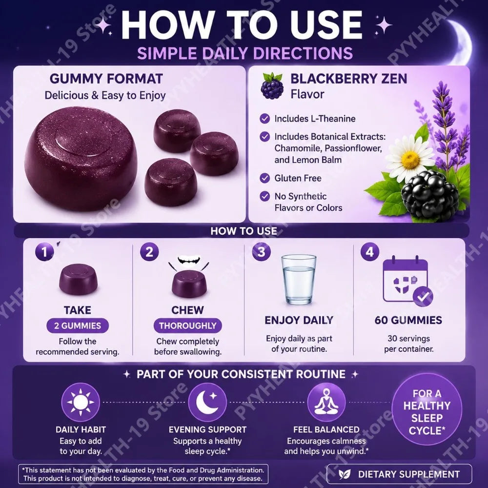 L-Theanine Botanical Sleep Gummies - 60 Count