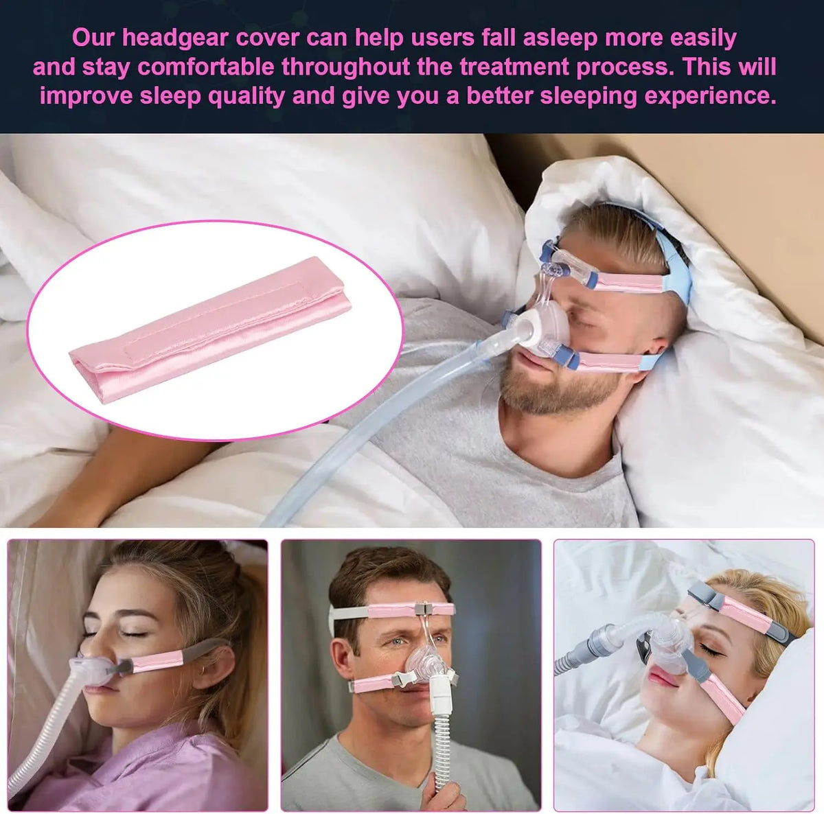 CPAP Headgear Strap Covers Soft Reusable Mask Strap Pads Prevent Skin Marks Comfort Cushion for Full Face Nasal Pillow CPA