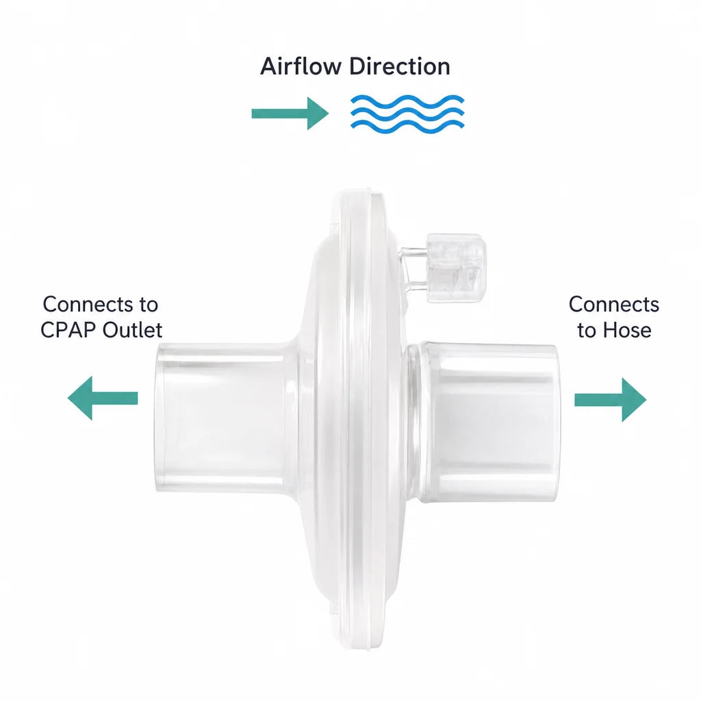 CPAP Breathing Filter Bacterial Viral Protection 22mm 25mm Universal Connector for Ventilator Anesthesia/Expectoration Machine