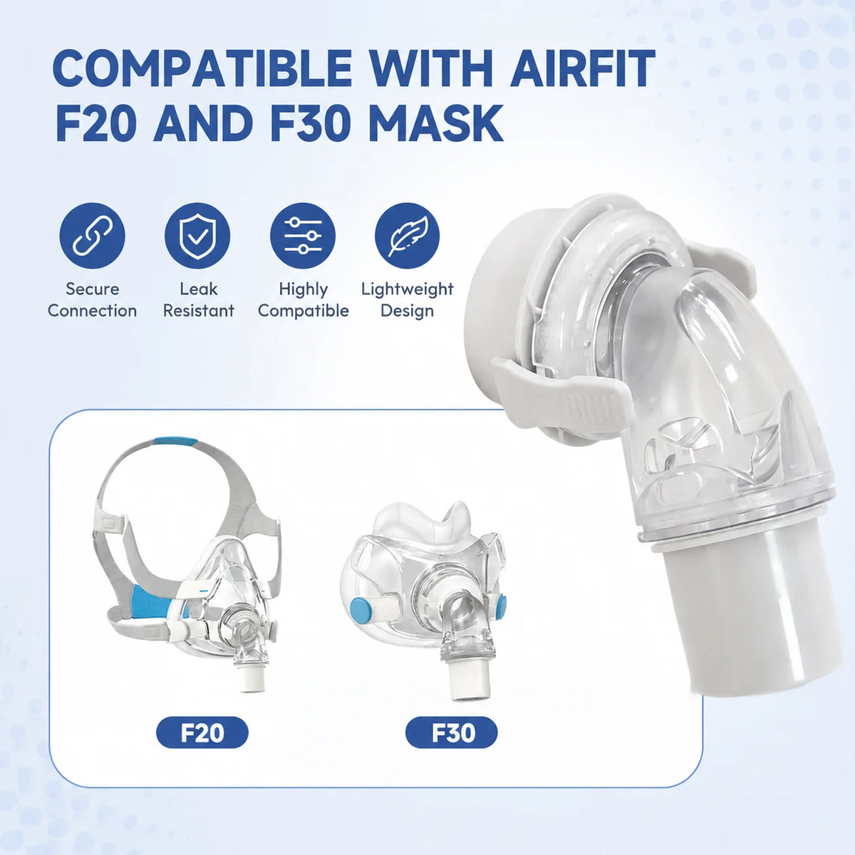 CPAP Replacement Swivel Elbows for AirFit F20 and AirFit F30 – Durable, Leak-Resistant Swivel Design for Smooth Therapy Airflow