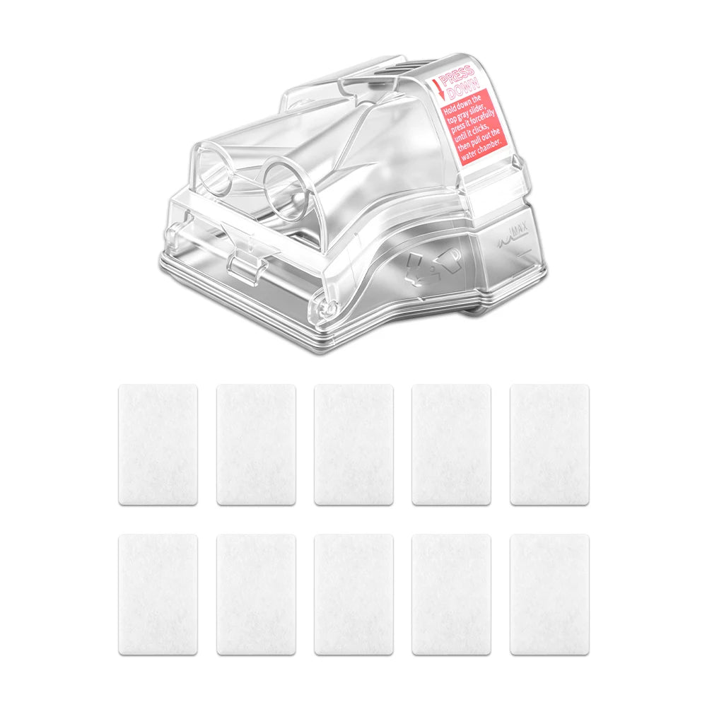 CPAP Replacement Water Chamber with 10 Filters for AirSense 10 AirCurve 10 S10 Ventilator Tube Humidifier Tank CPAP Accessories